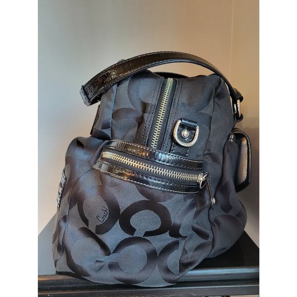Coach Black Signature Sateen Diaper Bag With Pad Tote Bag Large A0969-13629 EUC - Picture 4 of 16